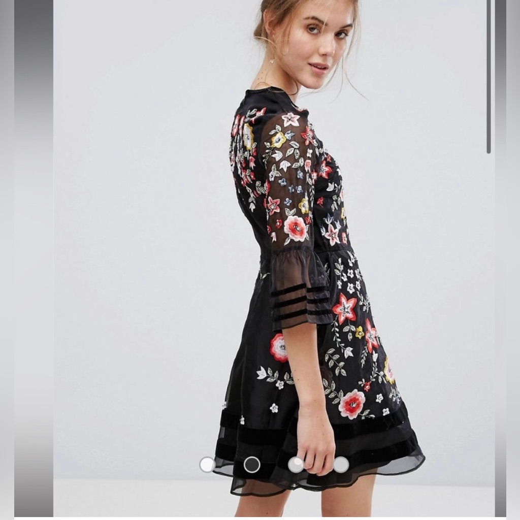 Frock And Frill Embroidered Skater Dress